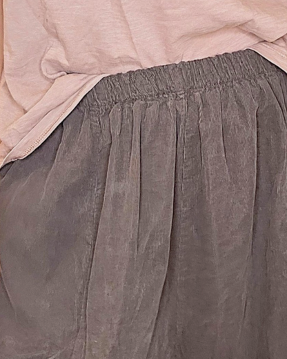 Coffee Corduroy Barrel Pants