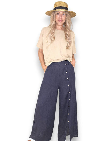 Navy Front Row Button Sailor Pant image 0