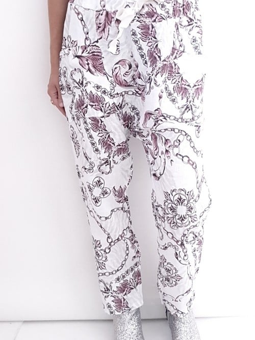 White Paisley Peggy Pants