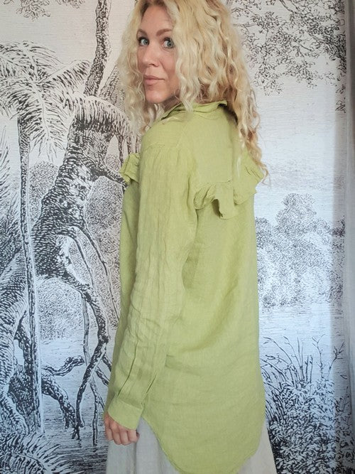 Lime Country Frill Long Shirt