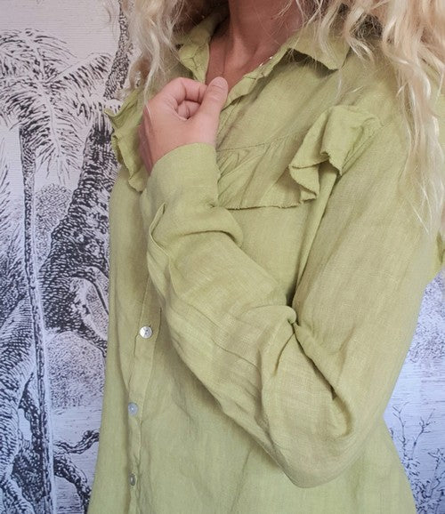 Lime Country Frill Long Shirt