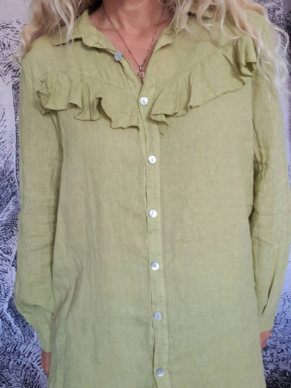 Lime Country Frill Long Shirt