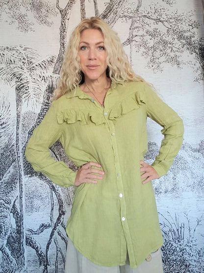 Lime Country Frill Long Shirt