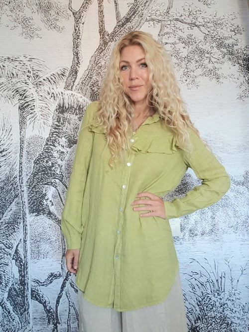 Lime Country Frill Long Shirt