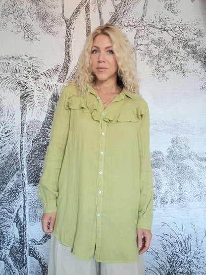 Lime Country Frill Long Shirt