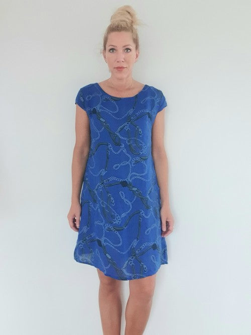 S/M Cobalt Belt & Chain Kennedy Dress