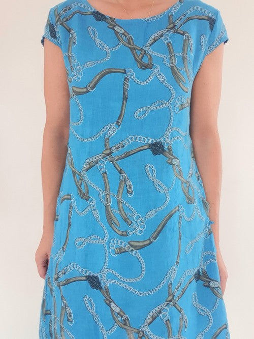 S/M Turquoise Belt & Chain Kennedy Dress