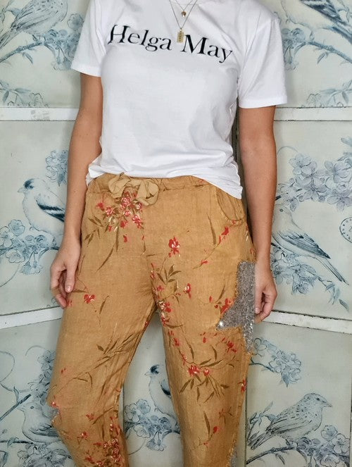 Caramel Aika Rose Linen Sequin Star Pants