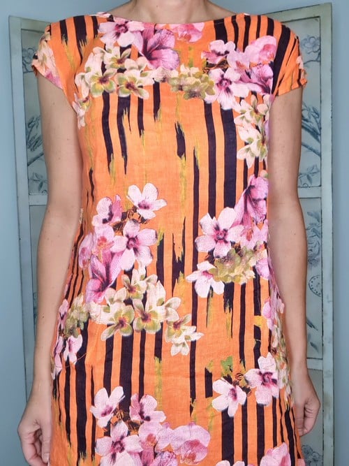 S/M Orange Paint Stripe Kennedy Dress