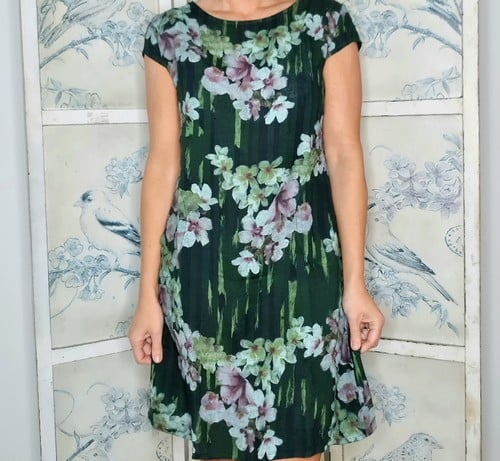 S/M Dark Green Paint Stripe Kennedy Dress