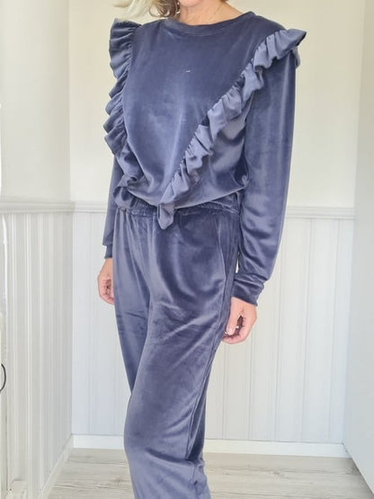 Mrs Digby Navy Velour Pants