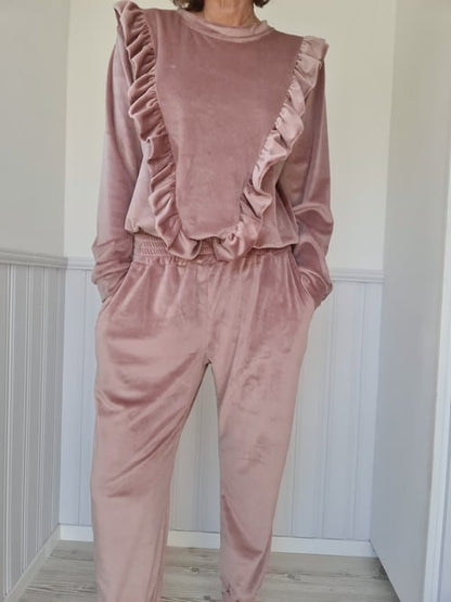 Mrs Digby Pink Velour Pants