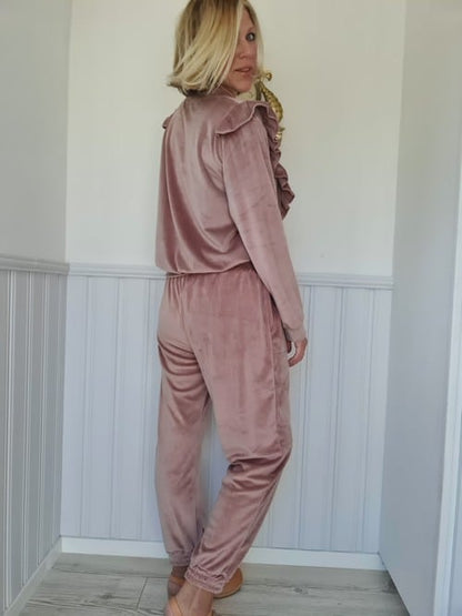 Mrs Digby Pink Velour Pants