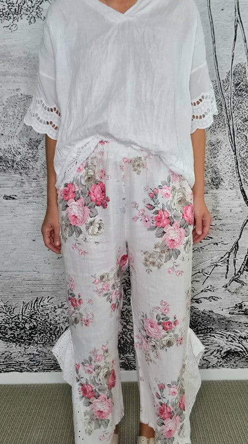 White High Tea Lace Leg Pant