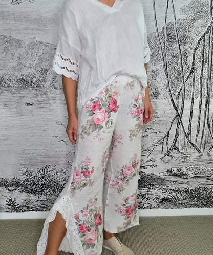 White High Tea Lace Leg Pant