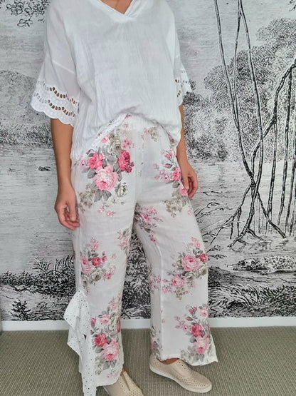 White High Tea Lace Leg Pant