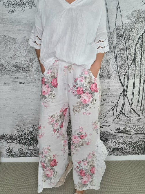 White High Tea Lace Leg Pant