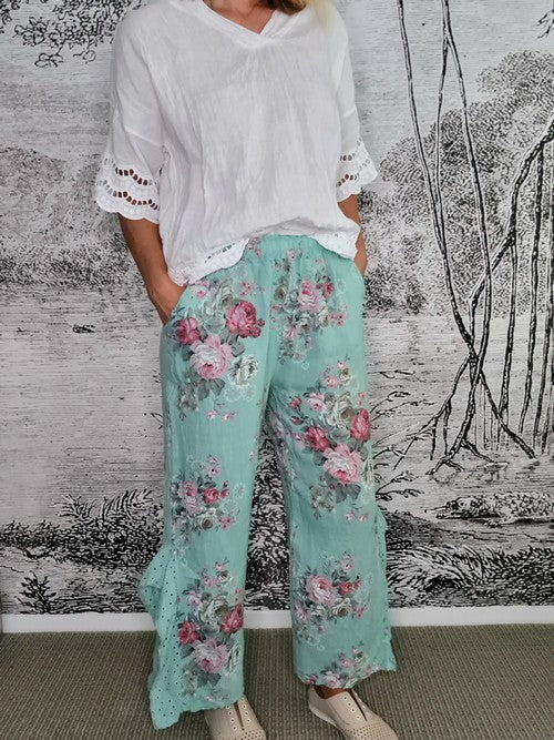 Mint High Tea Lace Leg Pant