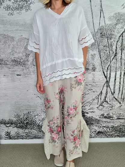 Vanilla High Tea Lace Leg Pant