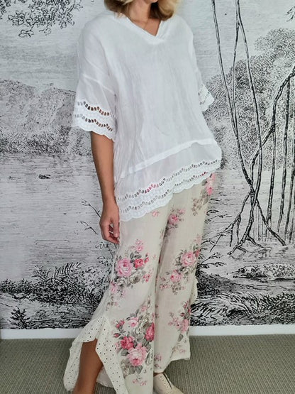 Vanilla High Tea Lace Leg Pant