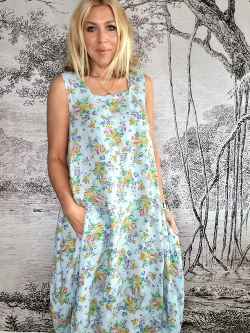 Baby Blue Eden Rose Maxi Tank Dress