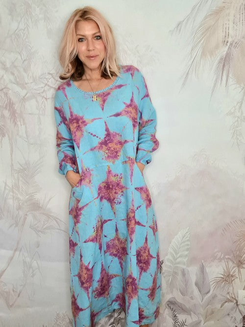 Aqua Blue Tie Dye Zoe Maxi Dress