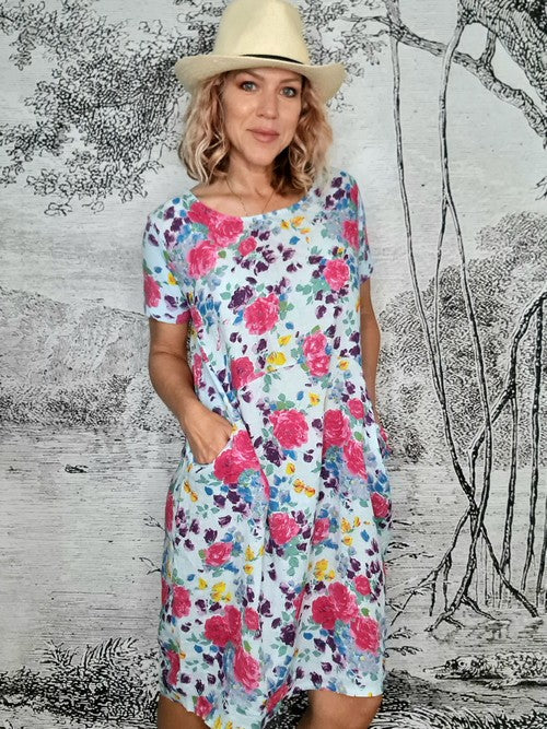 Baby Blue Rose Kissed Jungle Dress