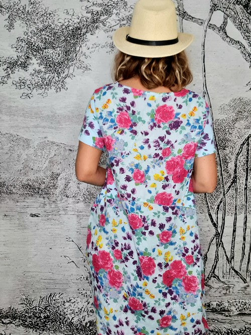 Baby Blue Rose Kissed Jungle Dress