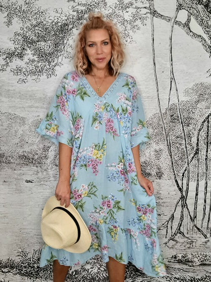 Baby Blue Midsommar Sophie Midi Dress