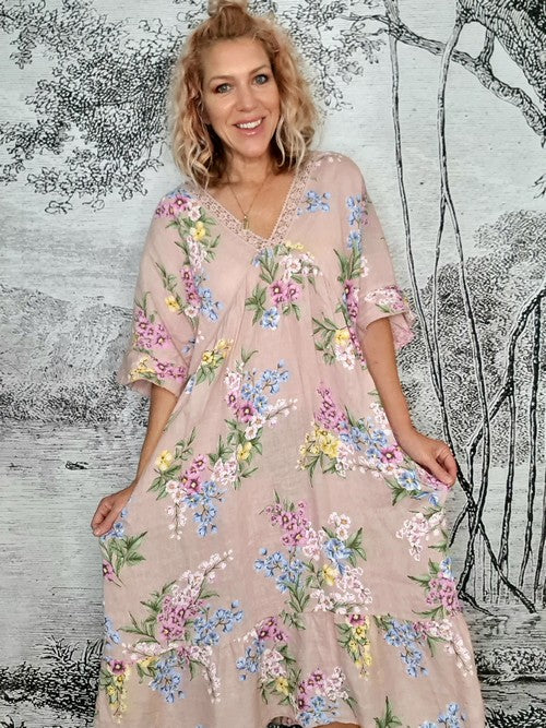 Pink Midsommar Sophie Midi Dress