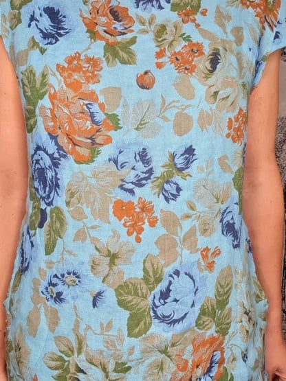 Aqua Blue Picnic Rose Kennedy Dress