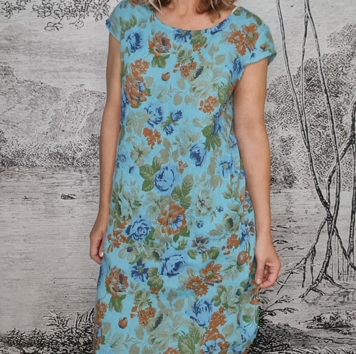 Aqua Blue Picnic Rose Kennedy Dress