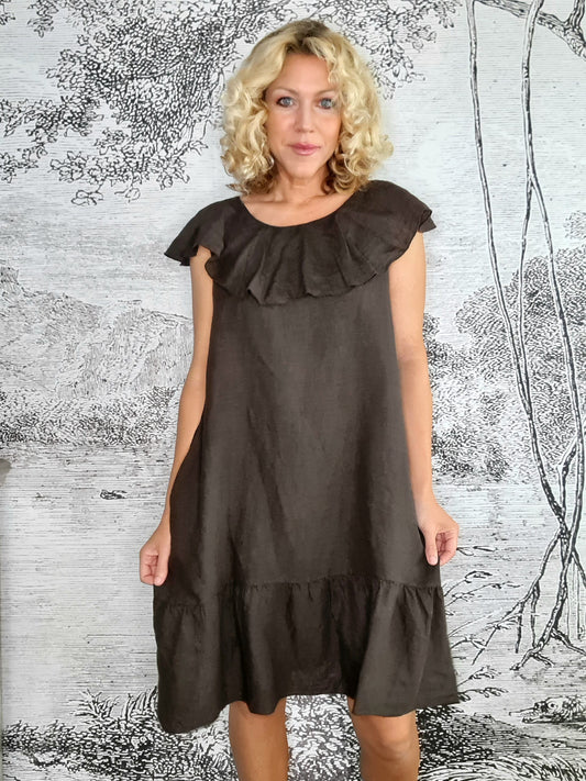 Cocoa Bean Plain Stella Frill Dress