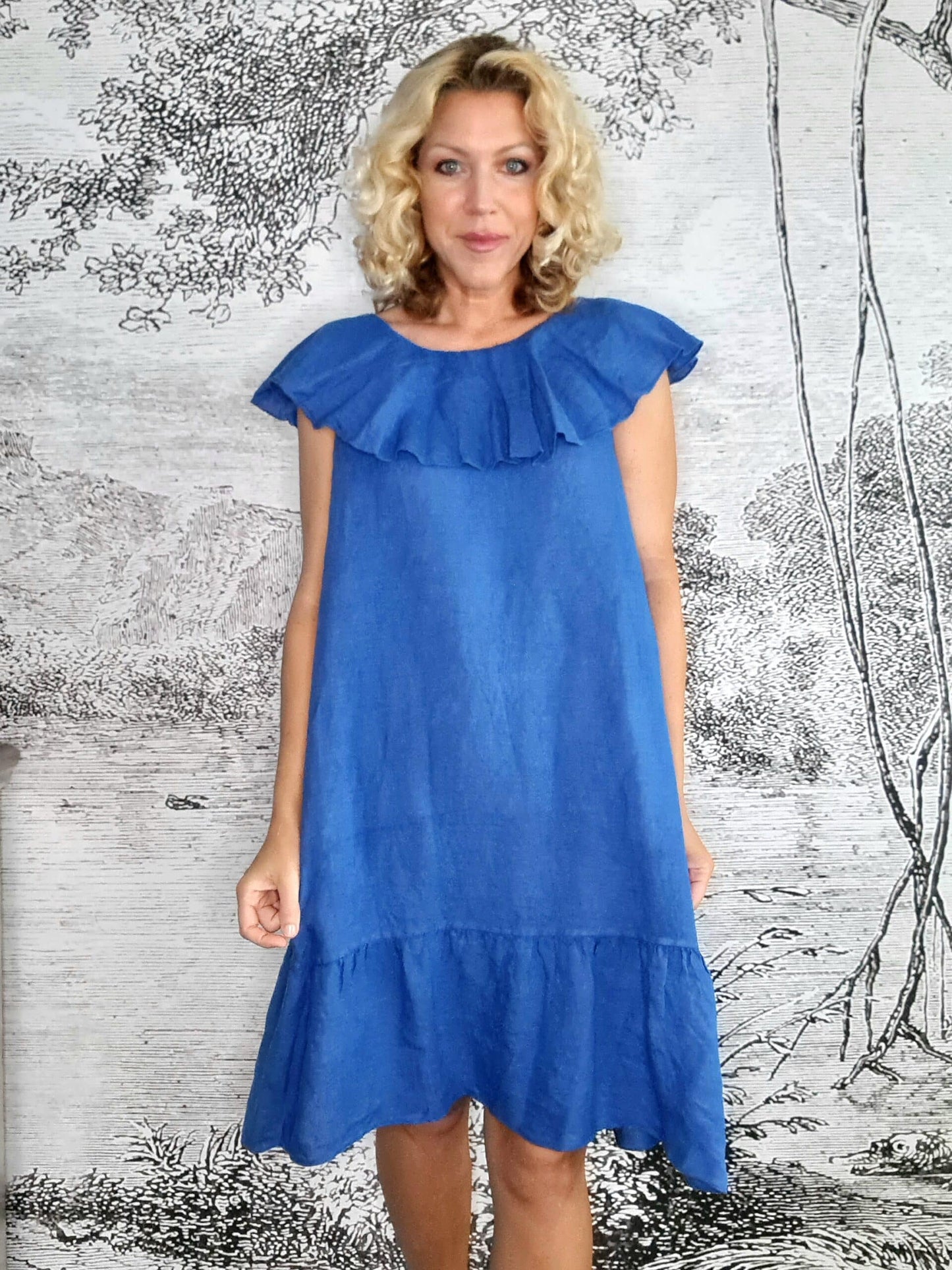 Cobalt Plain Stella Frill Dress