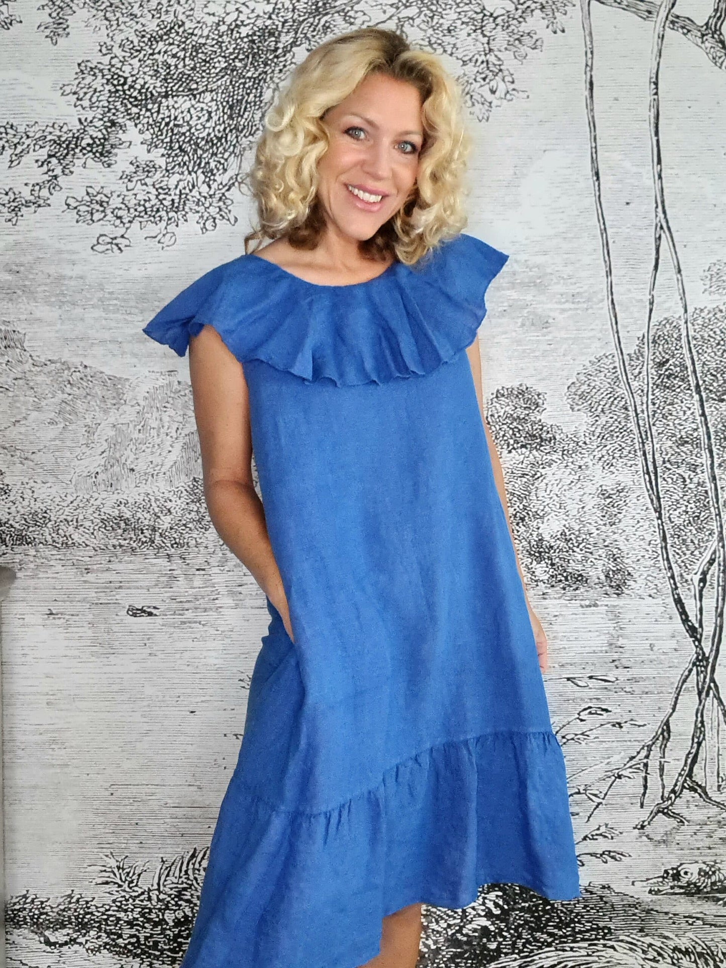 Cobalt Plain Stella Frill Dress