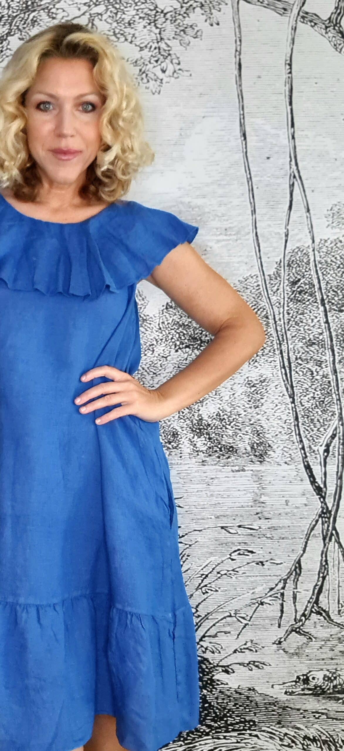 Cobalt Plain Stella Frill Dress