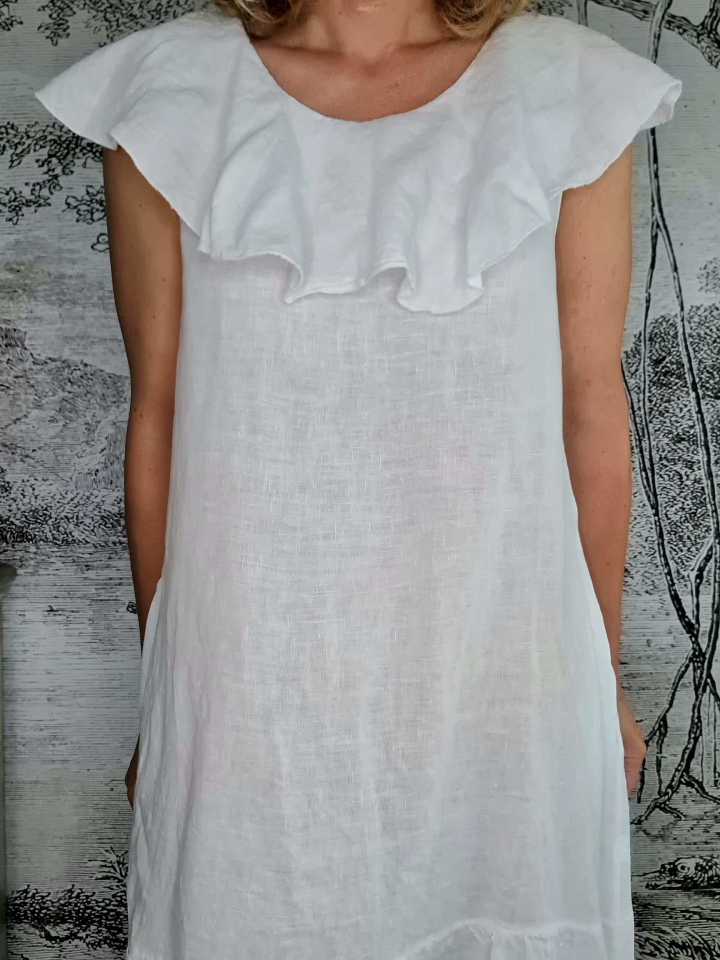 White Plain Stella Frill Dress