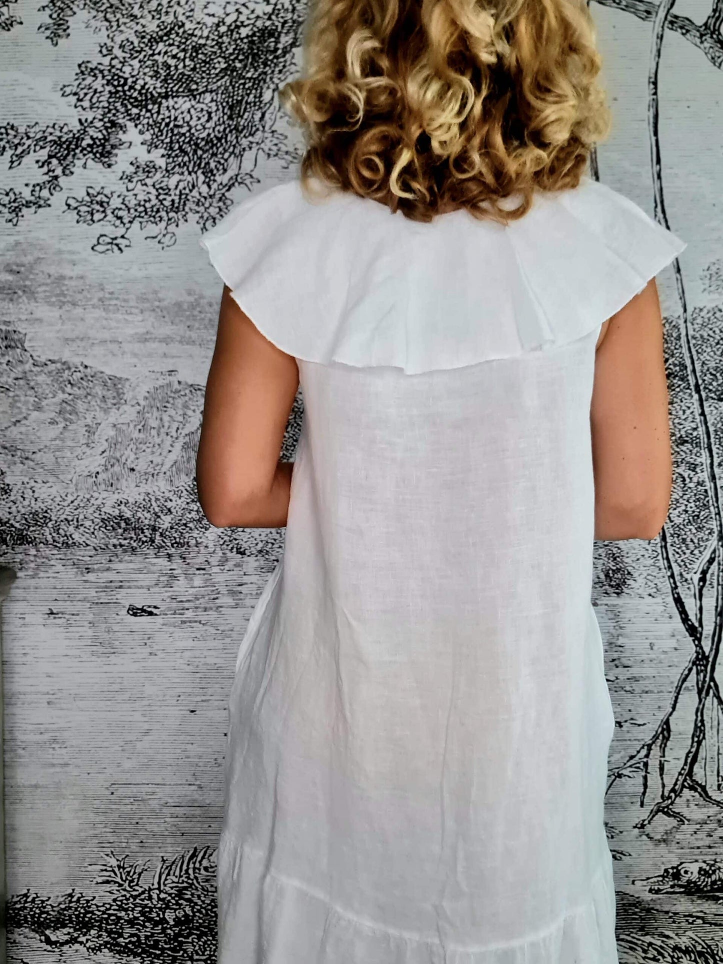 White Plain Stella Frill Dress