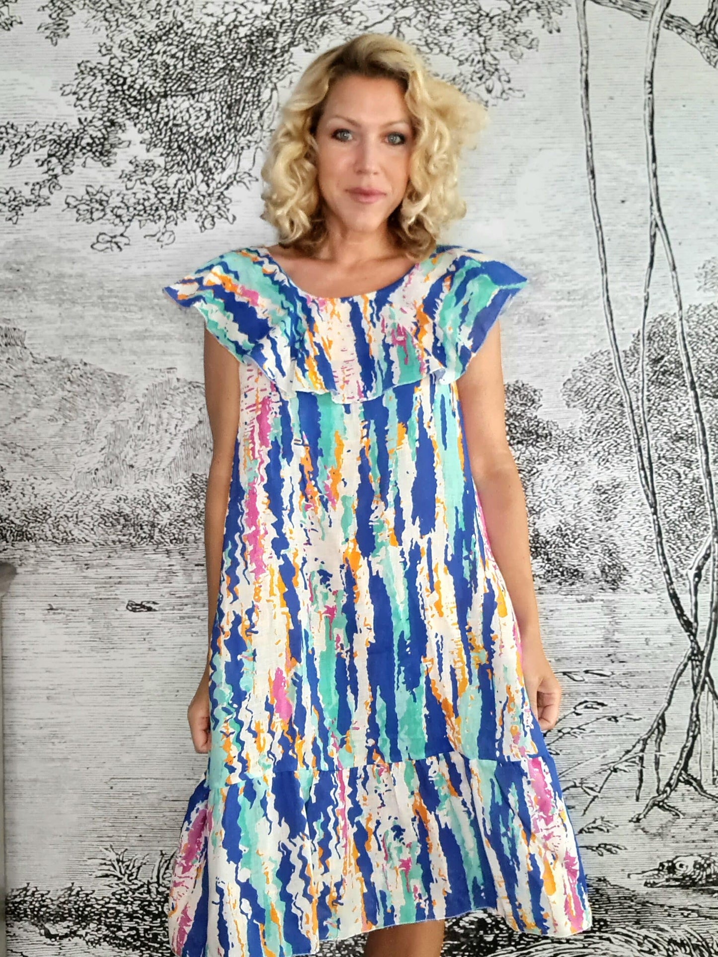 Cobalt Rainbow Stella Frill Dress