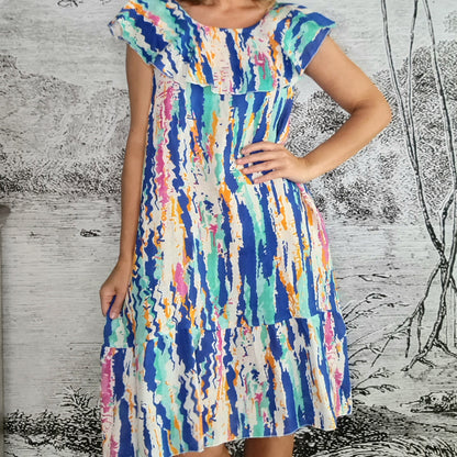 Cobalt Rainbow Stella Frill Dress