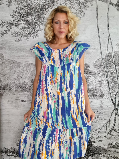 Cobalt Rainbow Stella Frill Dress