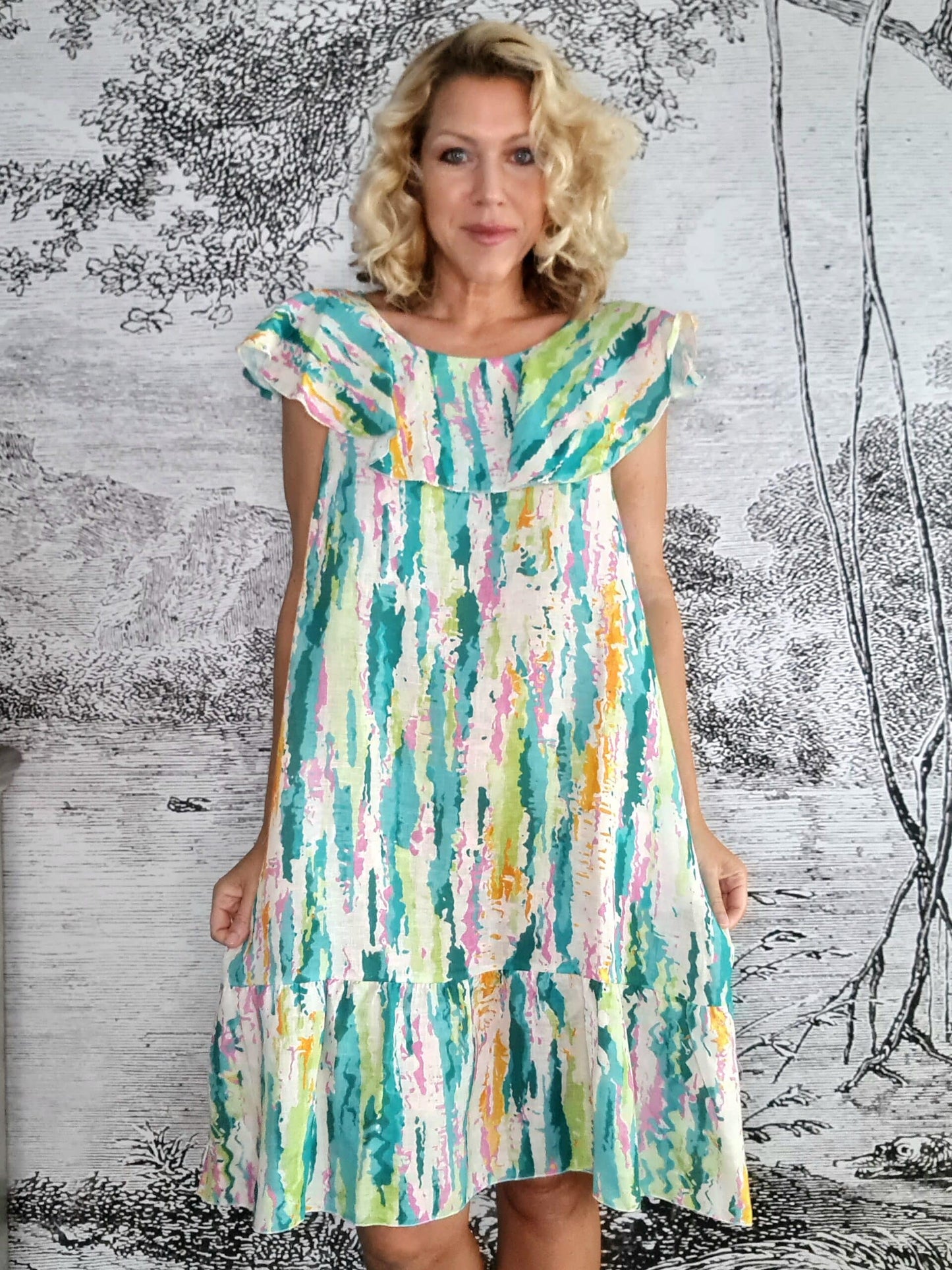 Green Rainbow Stella Frill Dress