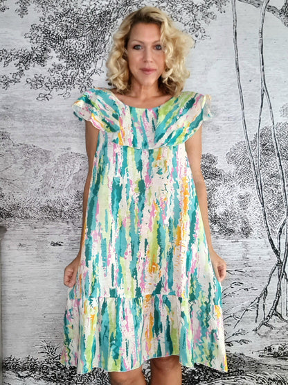 Green Rainbow Stella Frill Dress