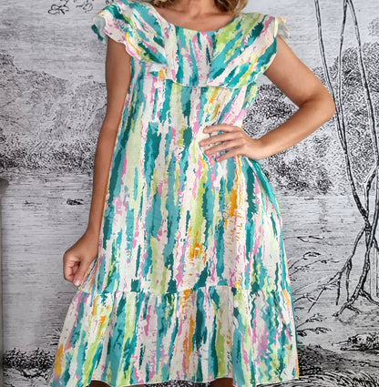 Green Rainbow Stella Frill Dress