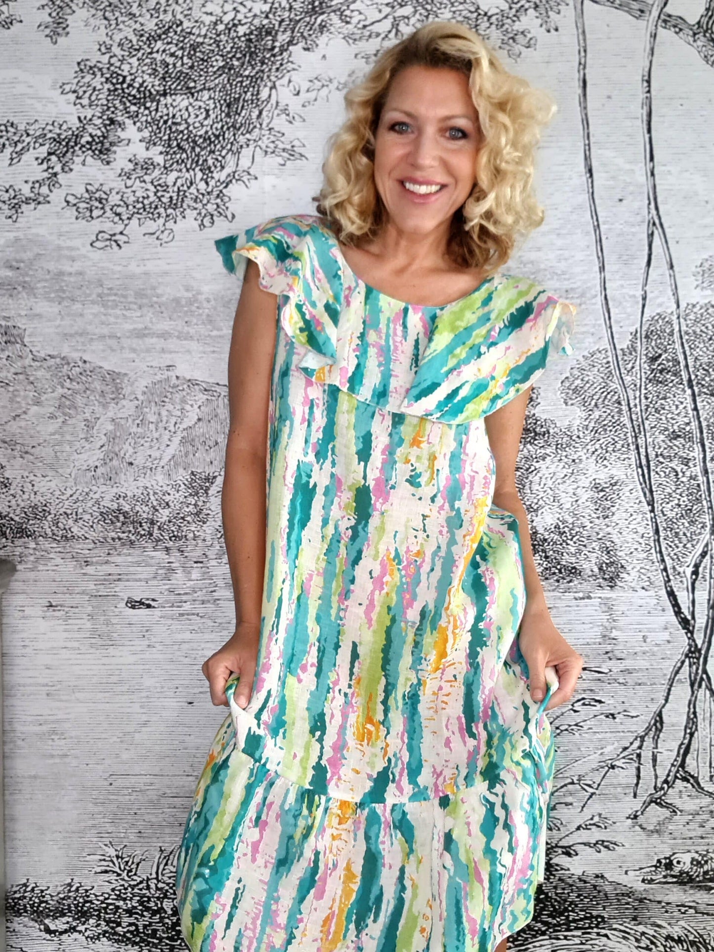 Green Rainbow Stella Frill Dress