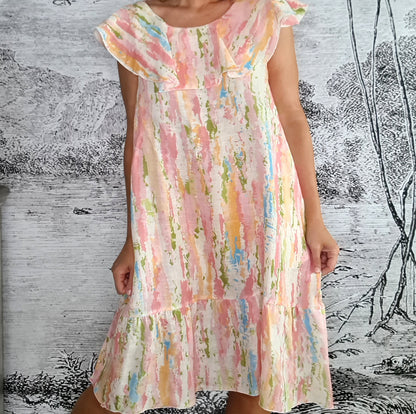 Peach Rainbow Stella Frill Dress