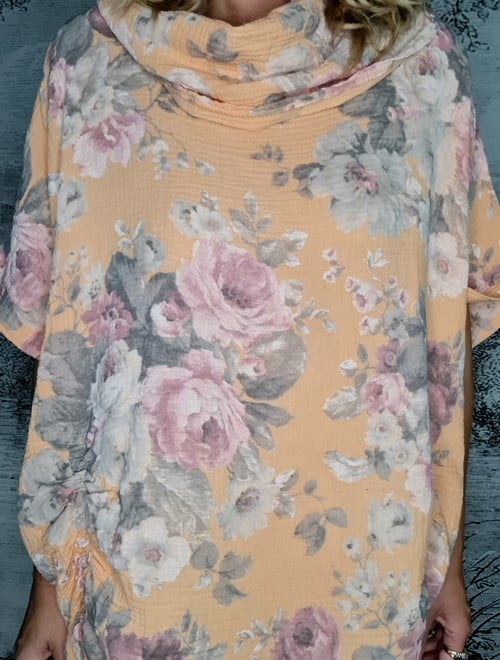 Mandarin Scarlett Rose Moku Cotton Top