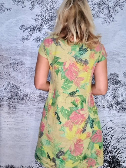 Antique Lime Tropicana Sketch Kennedy Dress