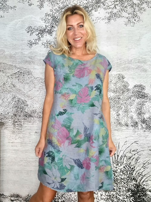 Petrol Tropicana Sketch Kennedy Dress