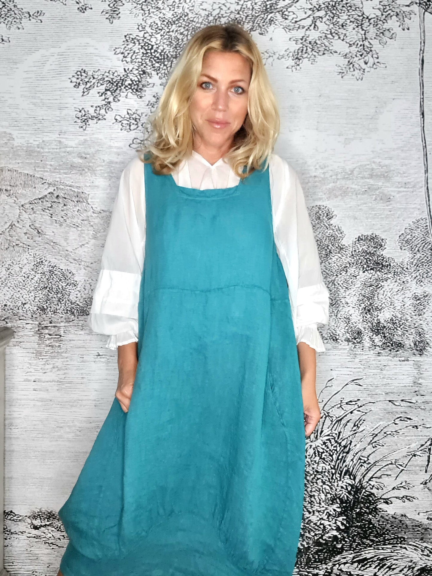 Teal Plain Maxi Tank Dress